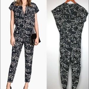 H&M Jumpsuit Black Tan Leopard Cheetah printed